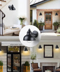 Two Pack Matte Black Outdoor Wall Lights With E26 Socket Base Farmhouse Barn Style Sconces in various settings