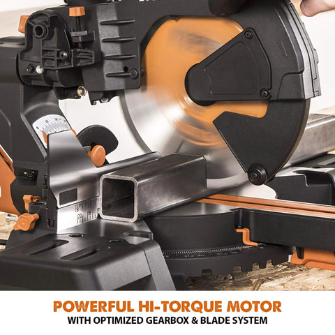 Dual Bevel Sliding Miter Saw For Wood Metal Plastic, 10-Inch Multi-Material Cutting With TCT Blade cutting metal pipe