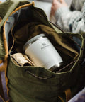 Adventure To Go 18 Oz Lunch Jar Vacuum Insulated Stainless Steel with Wide Mouth Lid in a backpack