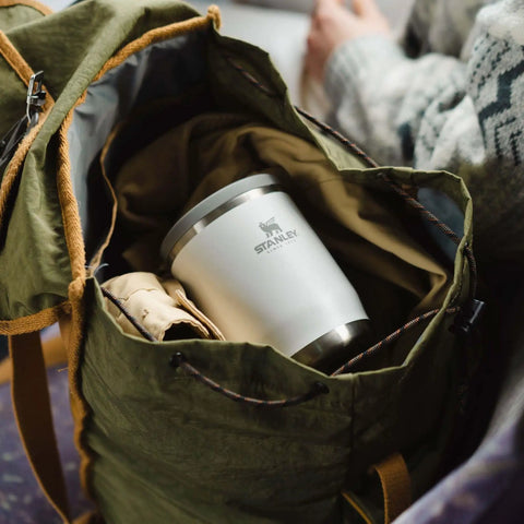Adventure To Go 18 Oz Lunch Jar Vacuum Insulated Stainless Steel with Wide Mouth Lid in a backpack