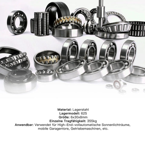U Shaped Sealed Ball Bearing 6x30x8mm Steel 625 Guide Pulley Rail Bearing For Linear Motion, Rock Solid Heavy Duty Load Handling Up To 355kg, Smooth Rolling Wheel For Machinery And Equipment.