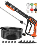 Pressure Washer Gun And Hose Kit With 25 Ft Heavy Duty Hose And Replacement Wand 5 Nozzle Tips M22 Fitting Universal Fit