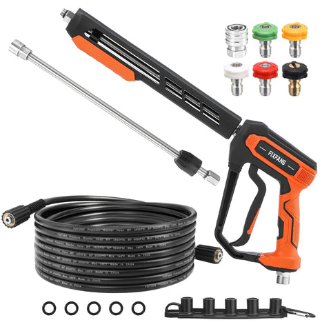 Pressure Washer Gun And Hose Kit With 25 Ft Heavy Duty Hose And Replacement Wand 5 Nozzle Tips M22 Fitting Universal Fit