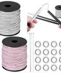 Two Rolls Of 100 Ft 1 8th Inch Shock Cord Tent Pole Repair Kit With Lead Wires And Washers, elastic bungee cord shown with accessories