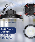 Ultra Bright 160W UFO LED High Bay Light For Warehouse Garage And Workshop, 24000 Lumen 5000K Daylight Color, ETL Listed, cable