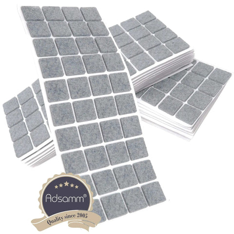 Self Adhesive Felt Pads 2000 Pack Grey Square Furniture Protectors Peel And Stick Chair Glides Heavy Duty pack viewed from angle.