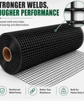 Kickass Rust Proof Vinyl Coated Hardware Cloth Half Inch Mesh 48 By 100 Feet 19 Gauge Galvanized Wire Fencing roll showing strong welds and durability.