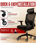 Smooth As Butter Three Inch Rollerblade Casters for Office and Gaming Chairs installation steps on ergonomic chair with wheels.