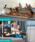Double Clamp Camera Mount With 360 Degree Arm And 180 Degree Tilt capturing boating and family moments with camera.