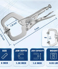 6 Inch Locking C Clamp with Swivel Pads Heavy Duty Adjustable Vise Grip Pliers Welding Clamp for Woodworking Metalworking Auto Repair