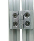 30mm By 30mm Smooth Lite T Slot Aluminum Extrusion 400mm Length Built For DIY Frames Super Durable Anodized Aluminum Profile With Lightweight Strength And Corrosion Resistance For Your Next Build. hinged aluminum T-slot joint on 30x30 extrusion
