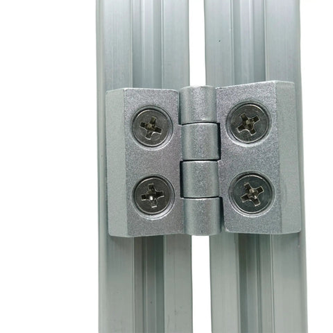 30mm By 30mm Smooth Lite T Slot Aluminum Extrusion 400mm Length Built For DIY Frames Super Durable Anodized Aluminum Profile With Lightweight Strength And Corrosion Resistance For Your Next Build. hinged aluminum T-slot joint on 30x30 extrusion