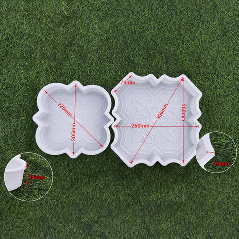 Two Piece Brick Form Concrete Mold Set For DIY Patio Garden Walkway Projects showing large and small paver stone molds