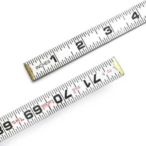 Two Way Red End Wood Rule Five Eighths Inch By Six Foot Dual Sided Measuring Rule With Feet Inches And Sixteenths Markings