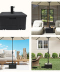 All In One Outdoor Umbrella Base With Rolling Wheels And Planter Box 176 Lb Heavy Duty Sand Fillable Workhorse in patio setting