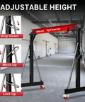Heavy Duty 3 Ton Gantry Crane With Upgraded 2026 Trolley in factory, adjustable 8.53 to 12.47 ft, red steel I-beam construction