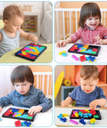 Kids engaged with Slick Silicone Pop Puzzle Fidget Toy Buttery Smooth Push Pop Brain Teaser on a colorful desk.
