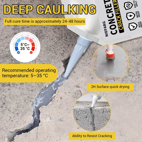 Self Leveling Concrete Crack Filler For Driveways And Patios, No Fuss High Elasticity Sealant For Cement Crack Repair being applied