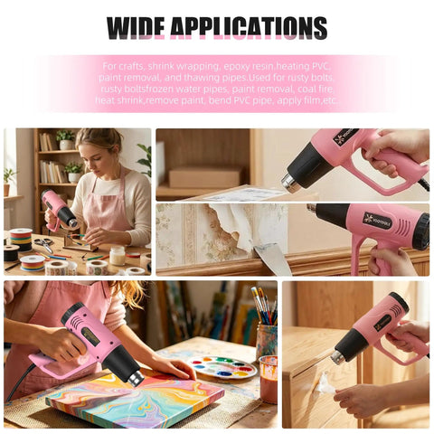 Dual Temp Heat Gun 300C And 600C, 900W To 1300W Hot Air Gun With Overload Protection used for packaging shrinking and paint stripping