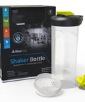 Dual Mixing Protein Shaker Bottle 28 Oz With Ball Mixer And Grid, BPA Free, Leak-Proof On-The-Go 2 Pack box and bottle