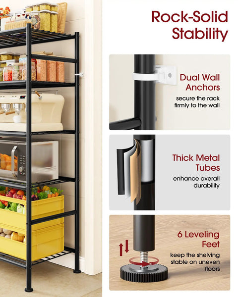 Massive 5 Tier Heavy Duty Garage Storage Shelves With a 59.1 by 15.7 by 69.2 Inch Frame Ultra Sturdy Steel Rack for Tools Equipment and Bulk Gear Easy Assembly Black Finish Big Capacity and Flexible Tier Spacing
