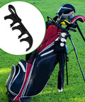 2 In 1 Golf Ball Tees Holder With Quick Release Hook Portable Club Bag Accessory For Men And Women Holds 3 Balls And 6 Tees Durable ABS Material Weatherproof Black, shown attached to a golf bag