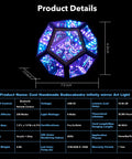 Dodecahedron RGBW Gaming Light With Infinity Mirror Effect Modern LED Desk Lamp glowing with blue and purple lights