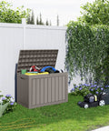 45 Gallon Outdoor Storage Deck Box Weatherproof Resin Chest For Patio Furniture Cushions Gardening Tools And Pool Supplies