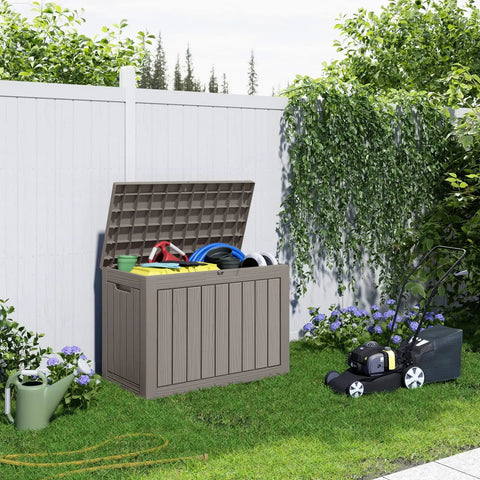 45 Gallon Outdoor Storage Deck Box Weatherproof Resin Chest For Patio Furniture Cushions Gardening Tools And Pool Supplies