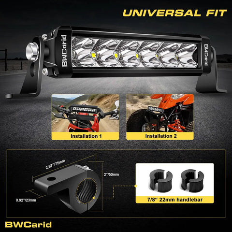 Dirt Bike LED Light Bar Kit Plug And Play Headlight With Waterproof Wiring Harness And Switch for 7/8 Inch Handlebars