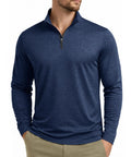 Mens Quarter Zip Fleece Pullover With Micro Fleece Lining Lightweight Moisture Wicking Four Way Stretch Long Sleeve Sweatshirt Blue