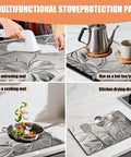 Anti Slip Electric Stove Top Cover 28 By 20 Inches Heat Resistant Glass Stove Top Protector Foldable Flower Pattern in use