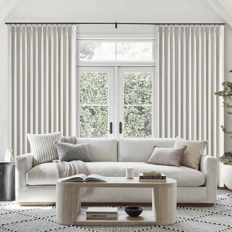 Extra Wide Blackout Linen Drapery Panel With Hooks, Pinch Pleat Curtains For Patio Sliding Doors And Large Windows, 72 By 96 Inches One Panel