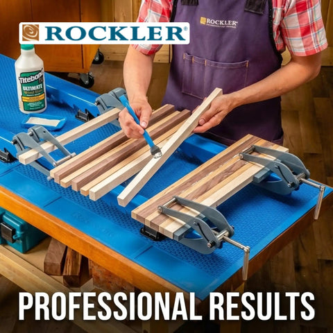 Person using Deluxe Panel Clamps With Scissor Couplers For Flat Panels And Flush Joints, Adjustable Clamp System For Tables And Benchtops