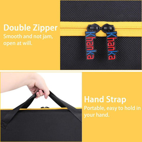 Close-up of double zipper and hand strap of Hard Case For 20V Max Cordless Grease Gun DCGG571M1 DCGG571B Case Only.