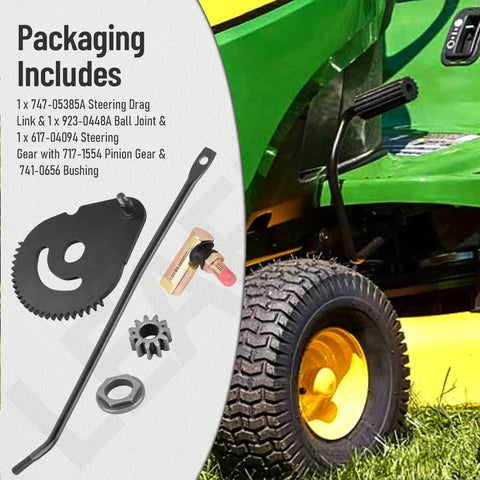 Beefed Up Heavy Duty Steering Drag Link Gear And Ball Joint Kit For Truck And SUV Replacement Includes 747-05385A Drag Link 923-0448A Ball Joint 617-04094 Gear 112-0917 Gear Bush And 1 Pack on lawn tractor