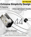 NU21 360 Lumen Ultra Lightweight Outdoor Headlamp With Dual Beam USB C Rechargeable Headlight details