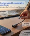 Heavy Duty USB C To DC Power Adapter Featuring 100W PD Fast Charge Waterproof Connector, 18AWG core, in use with smartphone.