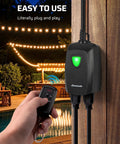 Outdoor Wireless Remote Control Outlet Power Strip Weatherproof Expandable Indoor Outdoor No Hassle Plug In Light Switch 15A 100 Ft Range