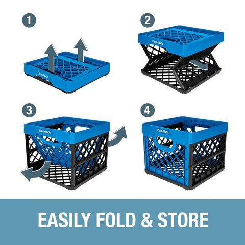 Folding process of Neptune Blue Collapsible Milk Crate 3 Pack 25L Each 6 Gallon Heavy Duty Stackable Storage Bins