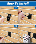 Installation steps for Slatwall Hooks Set 200 Pcs Includes 4 6 And 8 Inch Hooks For Garage Shop And Retail Display