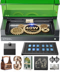xTool S1 40W laser engraver and cutter with green lid and honeycomb bed in basic bundle.