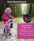 Quiet Training Wheels Kit For 12 To 20 Inch Kids Bikes, Mute Wheel System, child riding bike on path with wheels, anti-detachment feature.