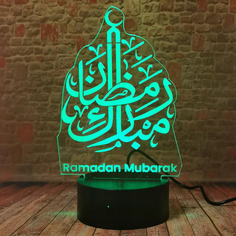 Lit Ramadan Illusion Night Light 3D Look With 16 Color Change LEDs Remote USB Powered Touch Control Eid Mubarak Decor For Believers