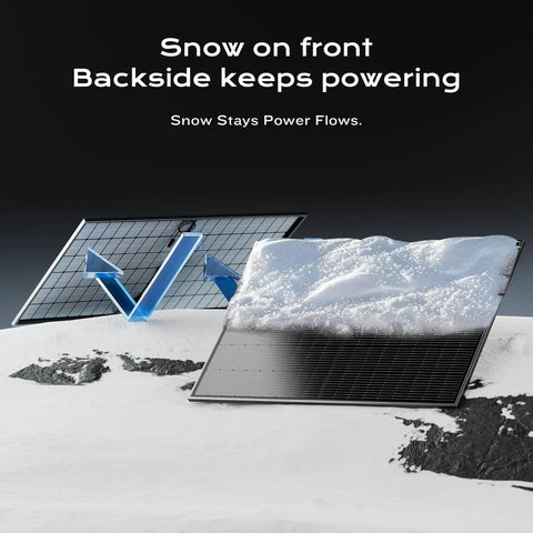 800W Bifacial Solar Panels Set With 2x400W N Type Class A Monocrystalline Waterproof 12/24V Module in snow
