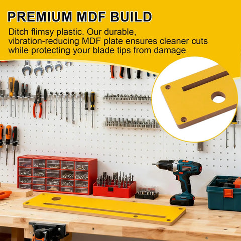 Zero Clearance Table Saw Insert For 10 In Saws That Fits R4514 R4514T R4518 R4518T R4518NS, Throat Plate Made Of MDF on workbench.
