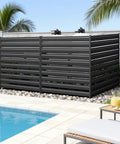 Outdoor Privacy Screens 42 Inch High By 38 Inch Wide Three Panels Black Metal Fence Panels For Garden And Pool Area Enclosure.