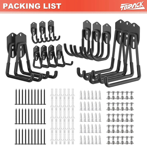 Garage Storage Hooks For Keyhole And Wall Shelves Heavy Duty Utility Hangers assorted sizes and mounting hardware included