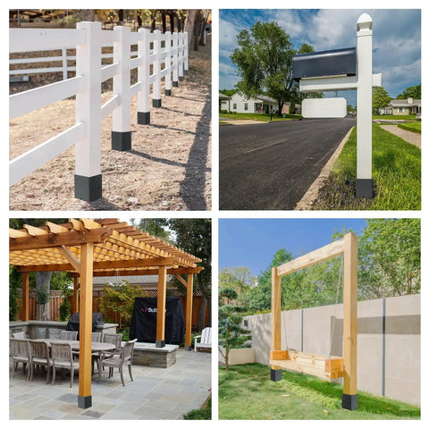 Heavy Duty Fence Post Anchors With Black Powder Coated Metal Ground Spikes For Decks Fences Porches Railings Mailboxes And Backyard Projects Built Tough To Bite Into Dirt And Keep Your Fence Tight Through Bad Weather