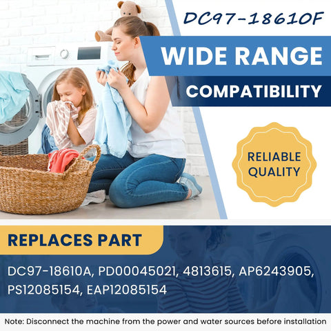 Premium Quality Top Shelf Suspension Rod Kit Replaces DC97-18610F For Samsung Washer with women and laundry.